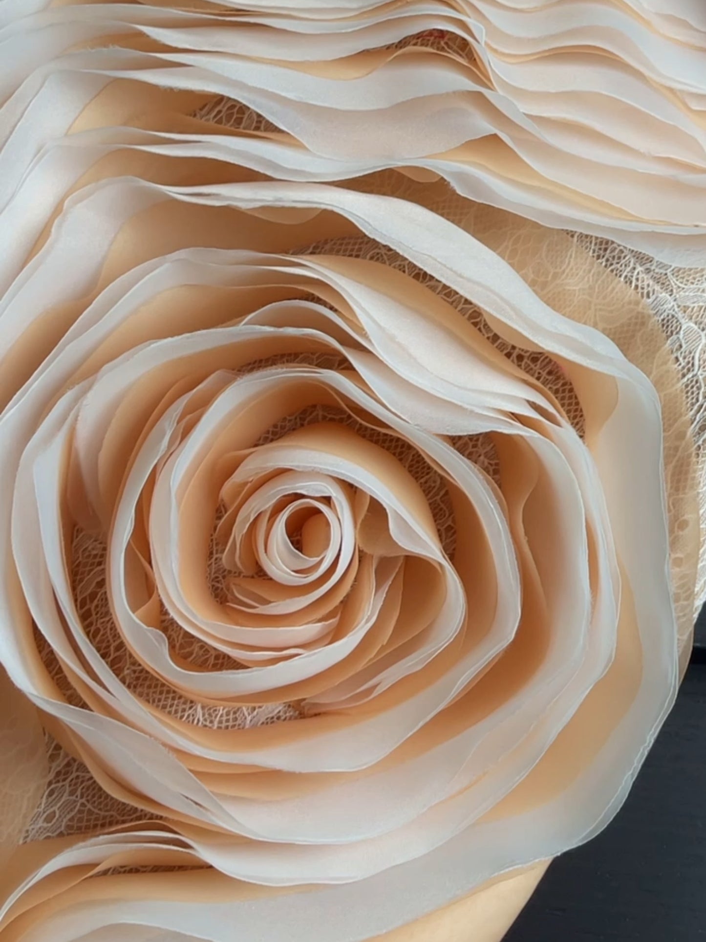 Ember Couture Dual Style Bandeau Layered 3D Roses Maxi Dress With Veil