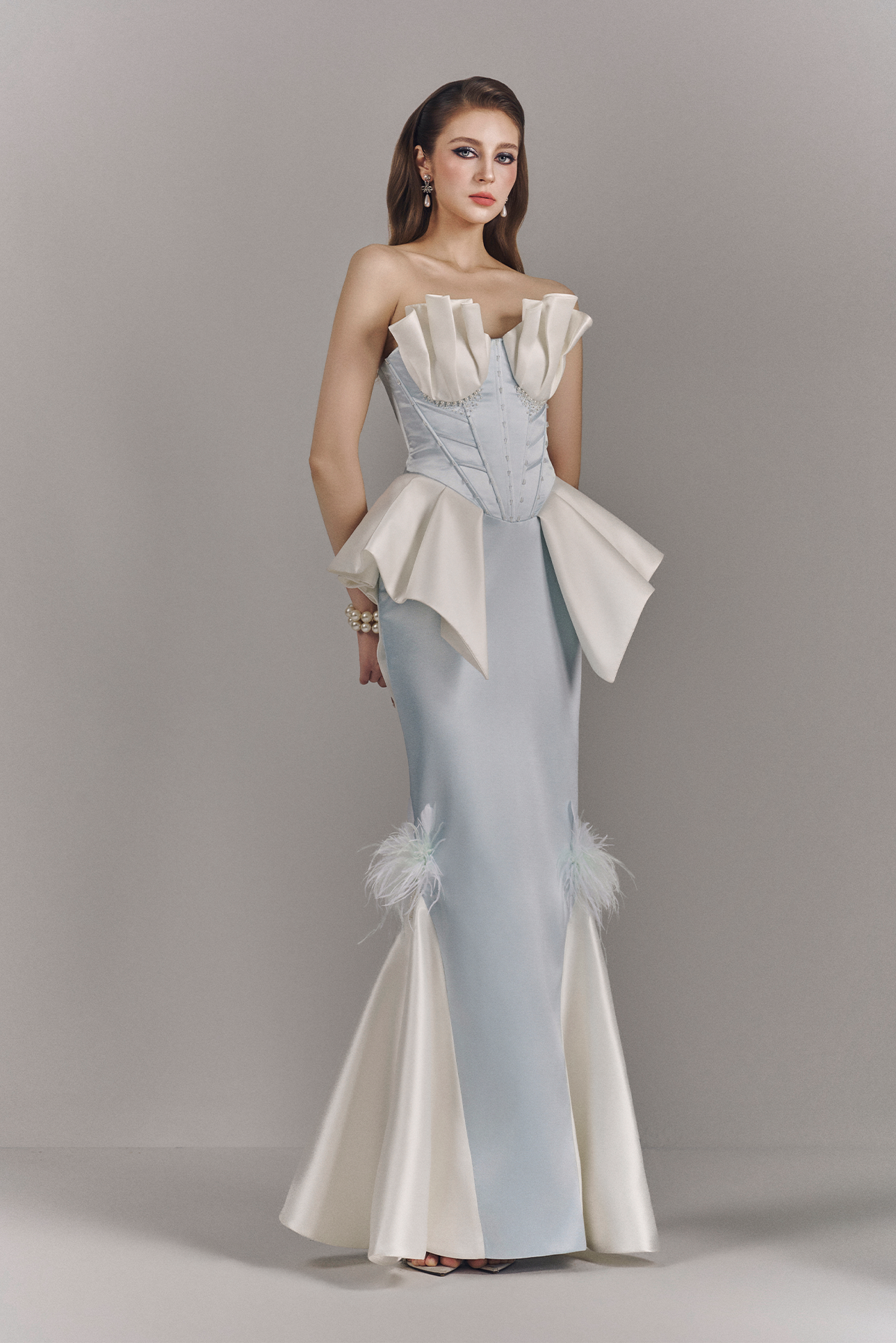 Veloura Fishtail Bandeau Maxi Dress