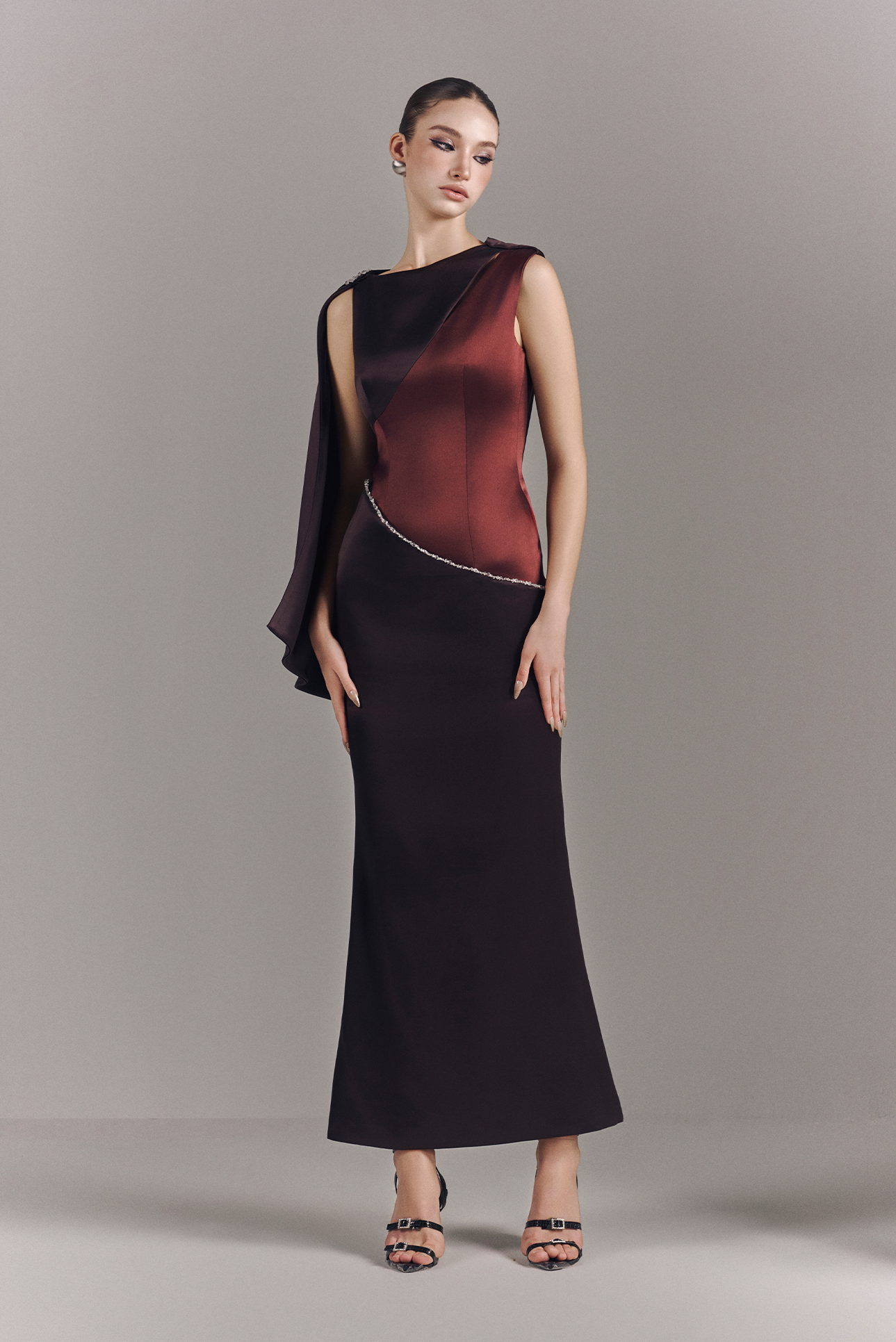 Sera Silk Boat Neck Maxi Dress