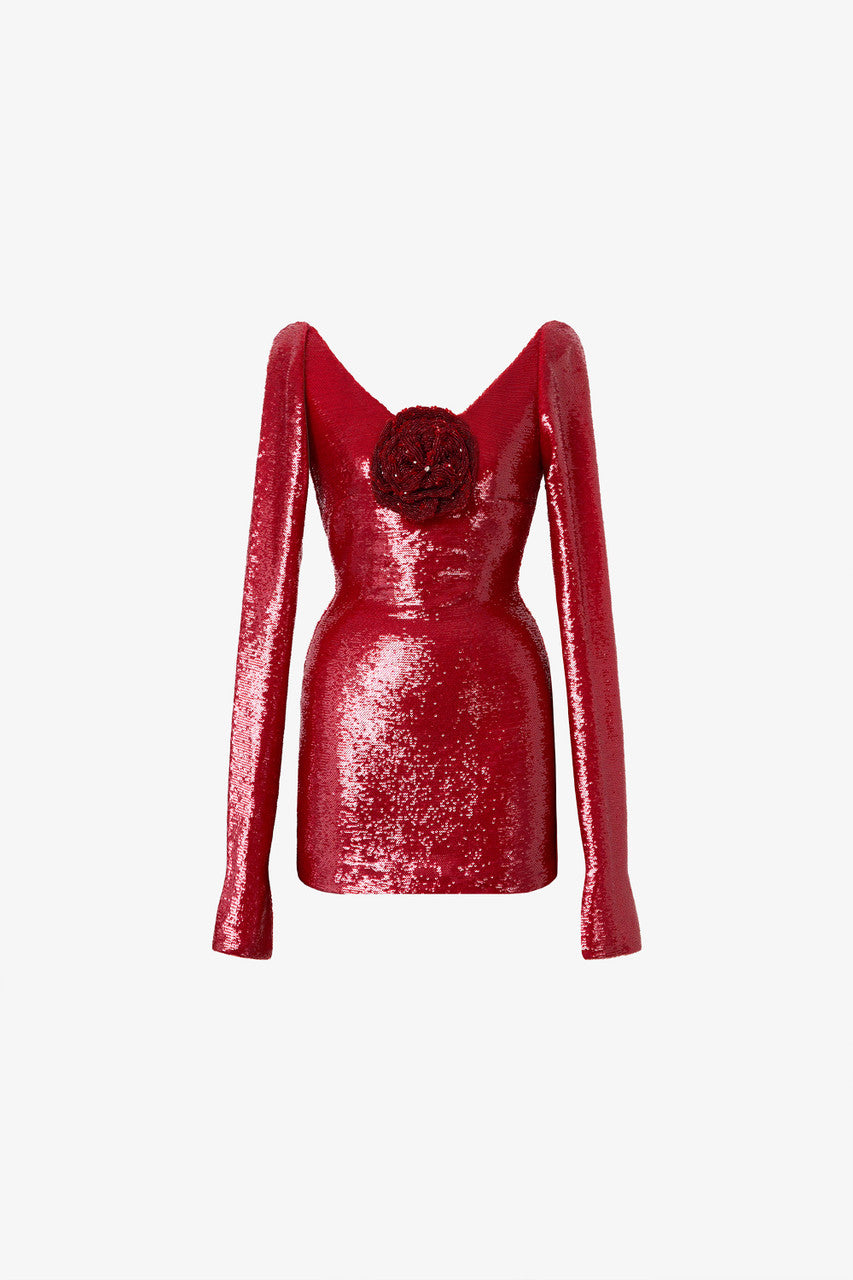 Enchantress Sequin Long Sleeve Floral Appliqu Mini Dress kalisa Enchantress Sequin Long Sleeve Floral Appliqu Mini Dress kalisa