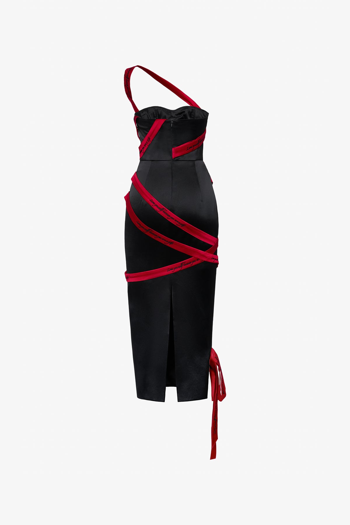 "Self-Love" Embroidered Silk Midi Dress