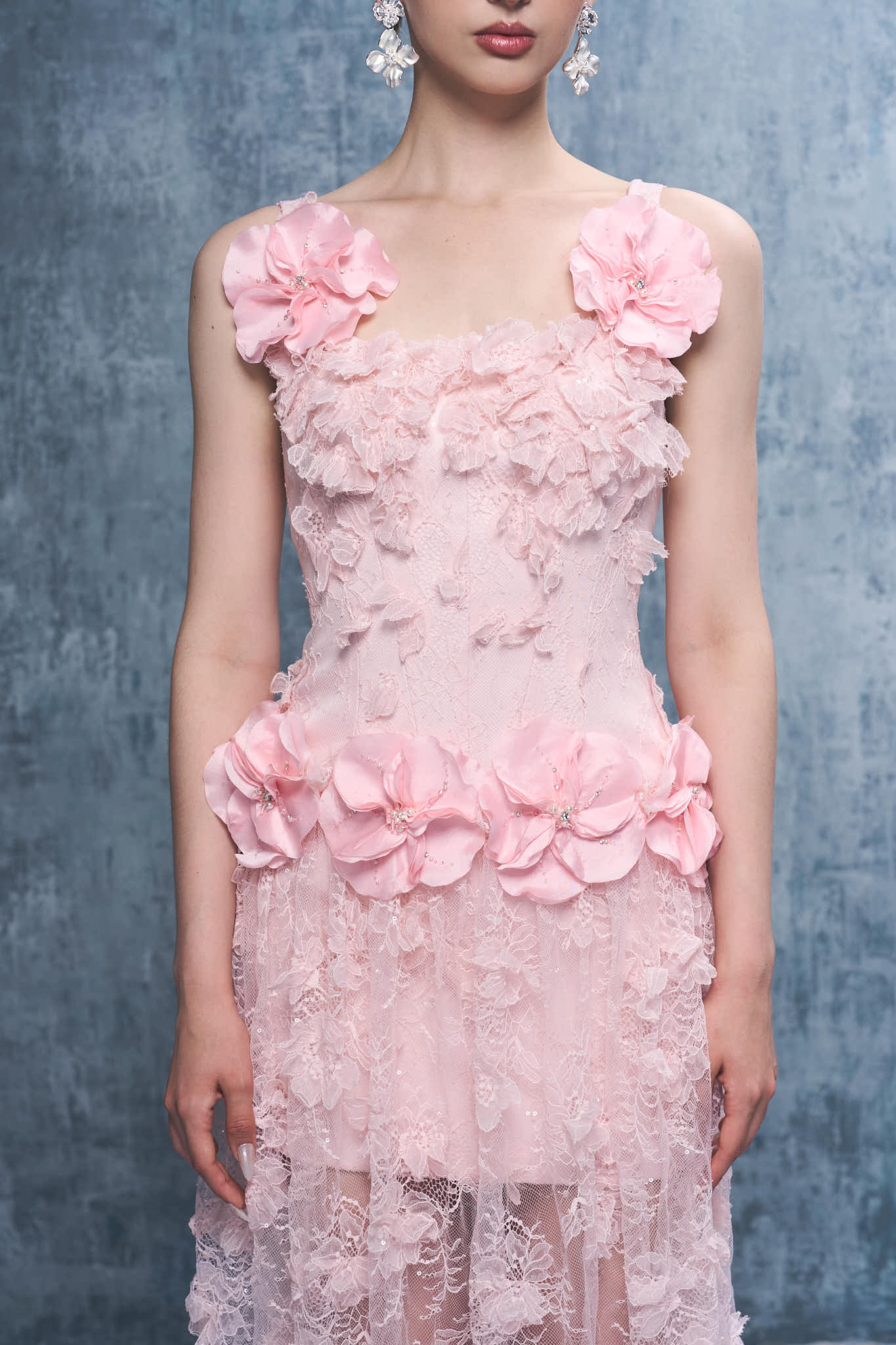 Chandra Lace Embellished Floral Square-Neck Maxi Dress