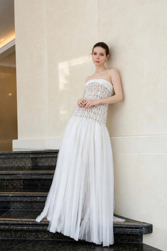 Robe longue bustier à taille basse Tuscany
