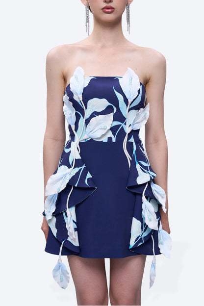 Kalisa Veda Bandeau 3D Calla Lily Floral Mini Dress — product image 6