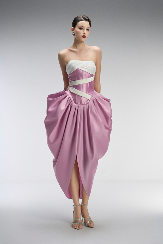 Mystique Bandeau Maxi Dress With Asymmetrical Accent
