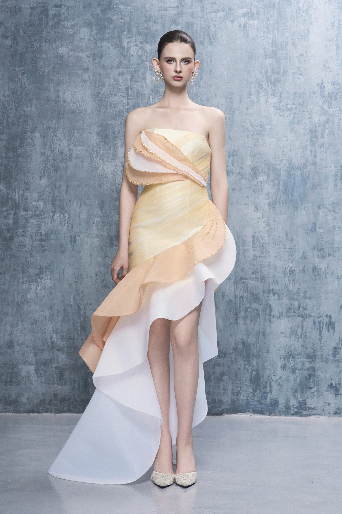 Gracie Strapless Layered Maxi Dress With Asymmetric-Hem