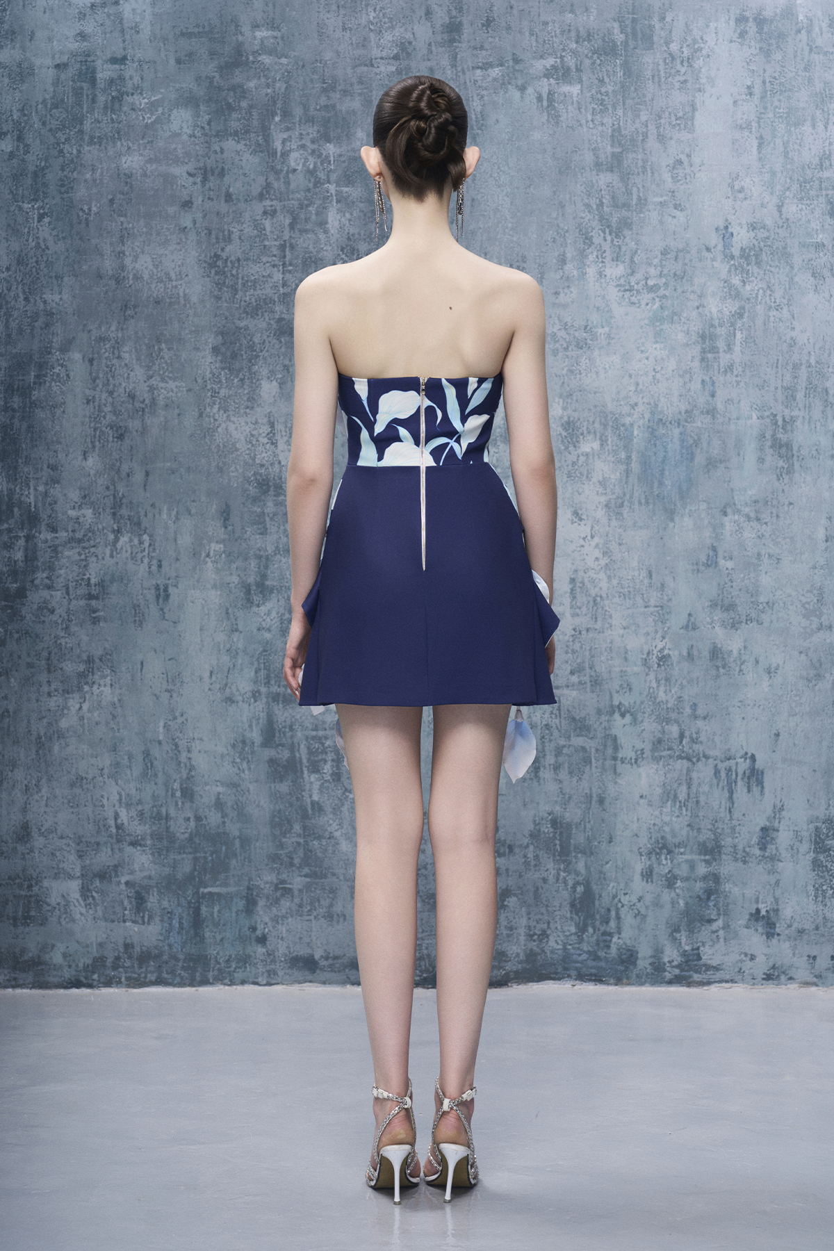 Veda Bandeau 3D Calla Lily Floral Mini Dress