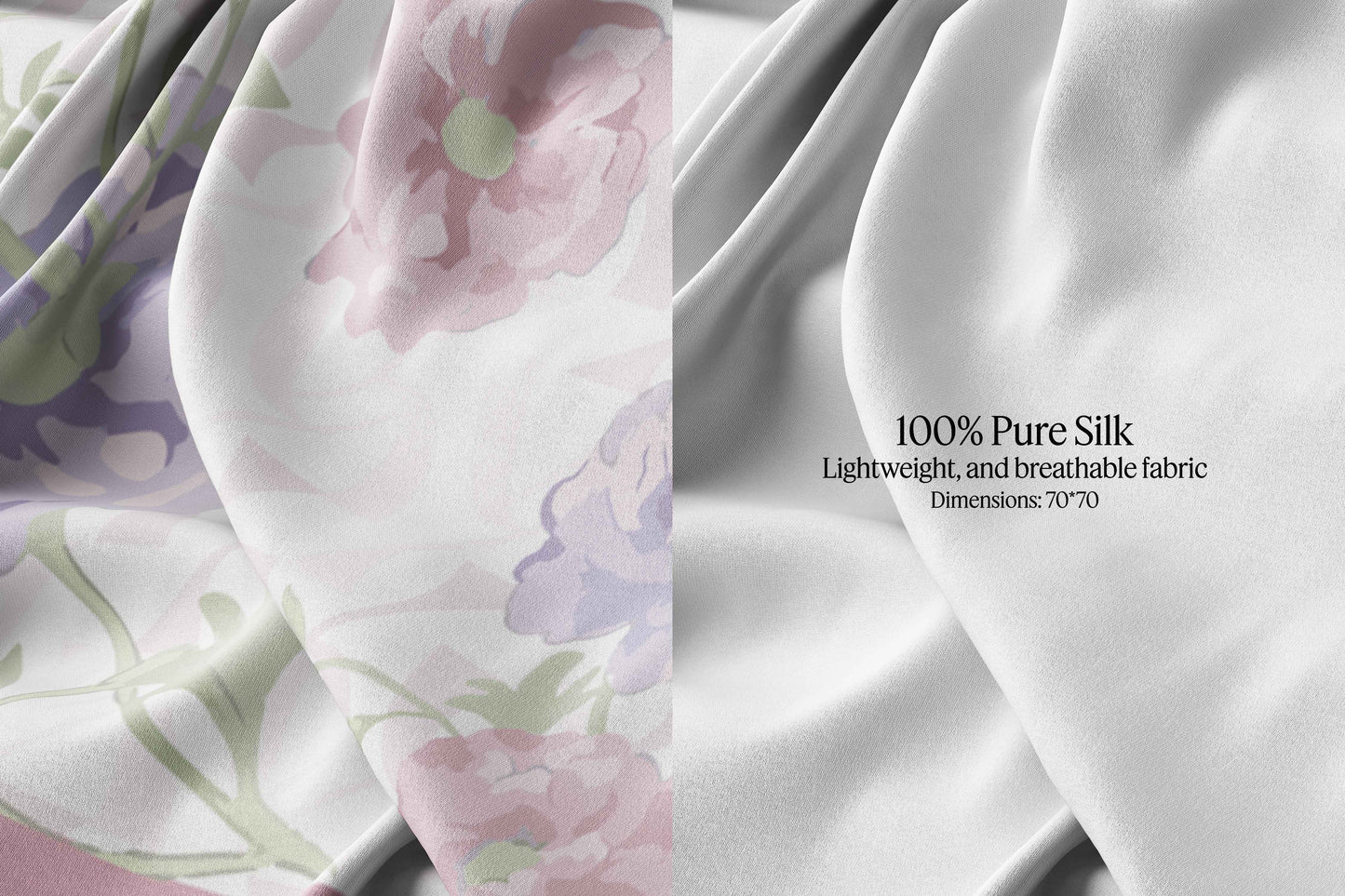 Close-up of Pink Lavender Blossom Silk Scarf fabric
