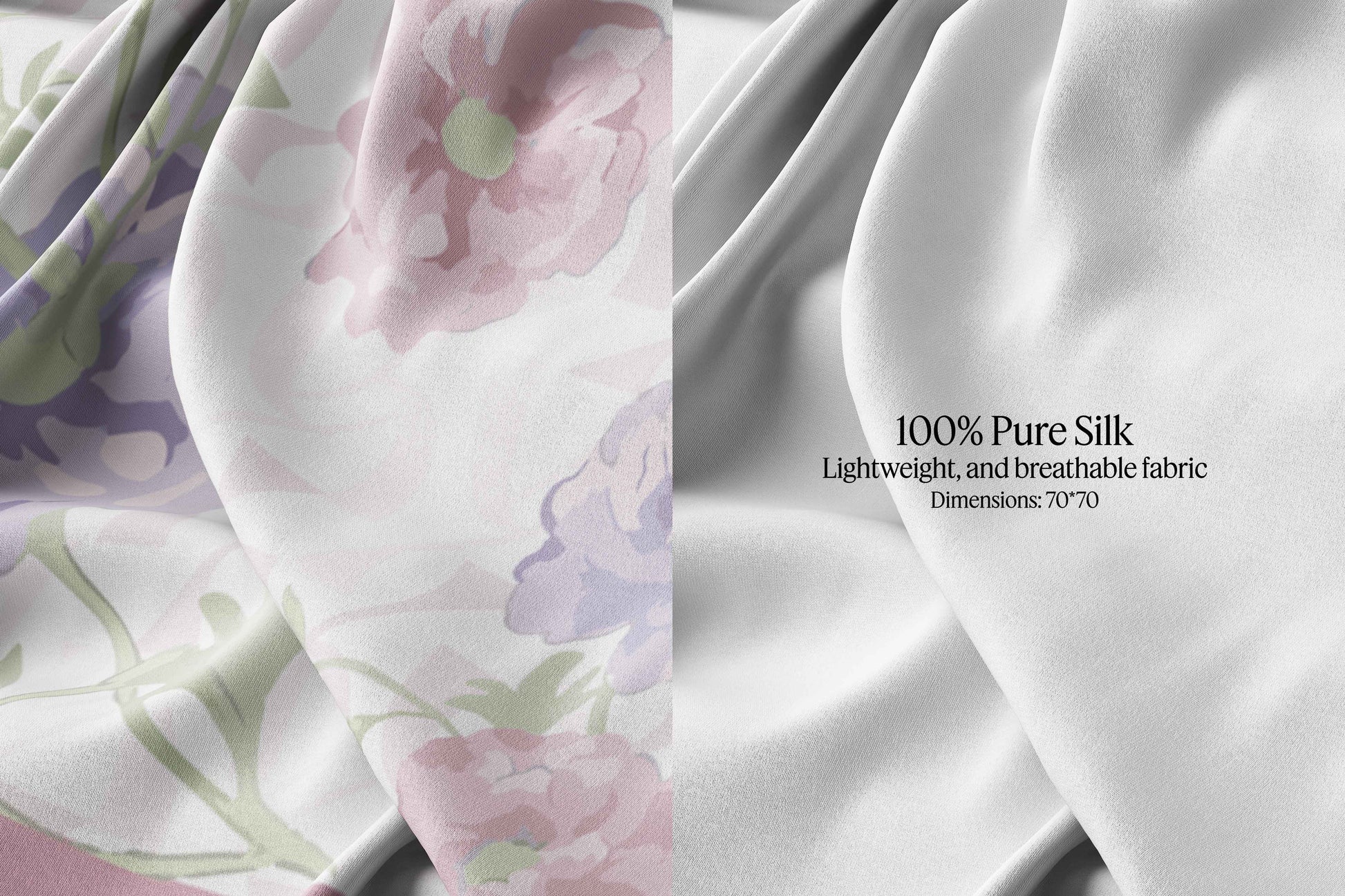Close-up of Pink Lavender Blossom Silk Scarf fabric
