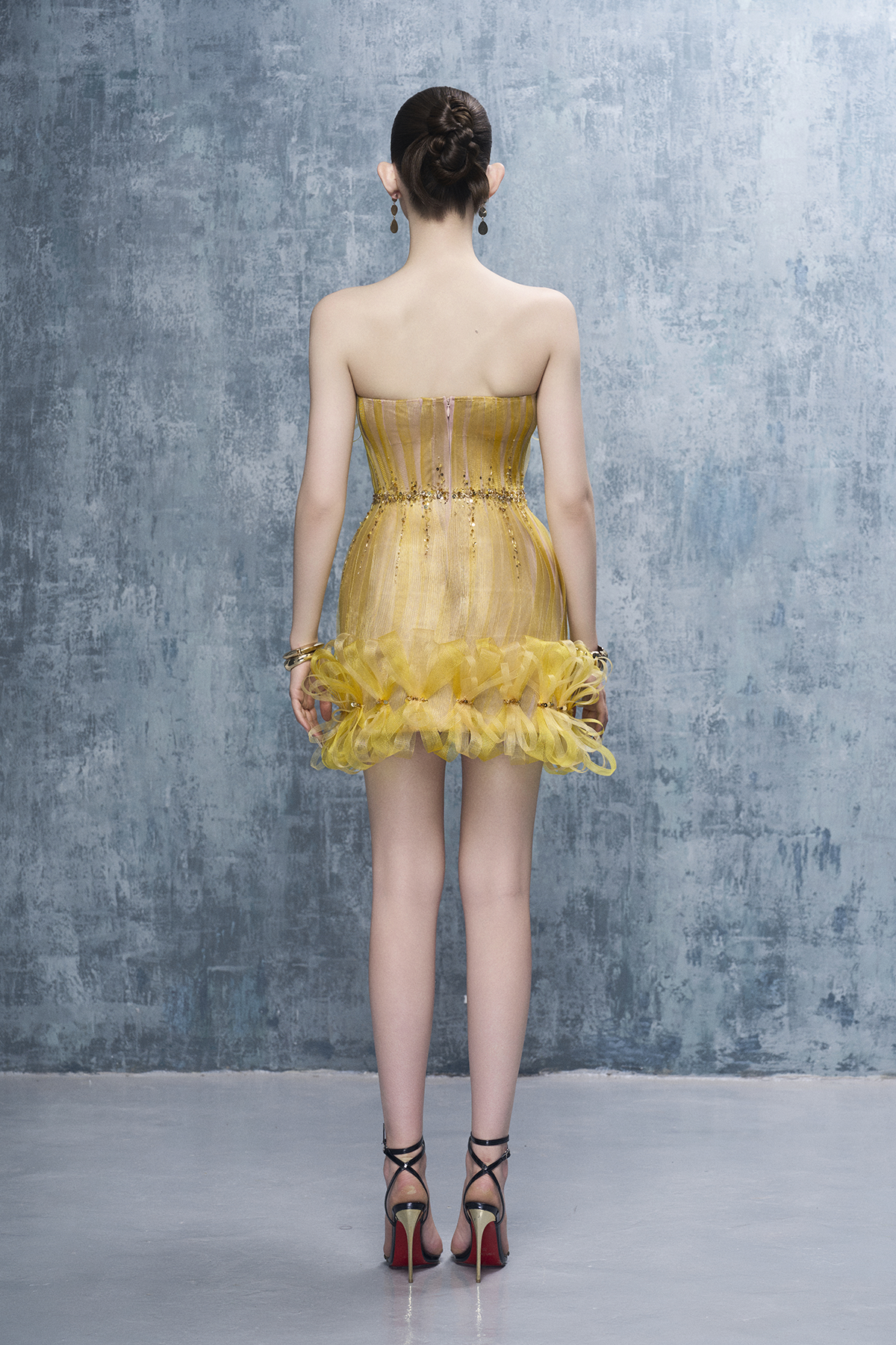 Goldie Strapless Ruched Mini Dress With Crystal-Embellished Bows