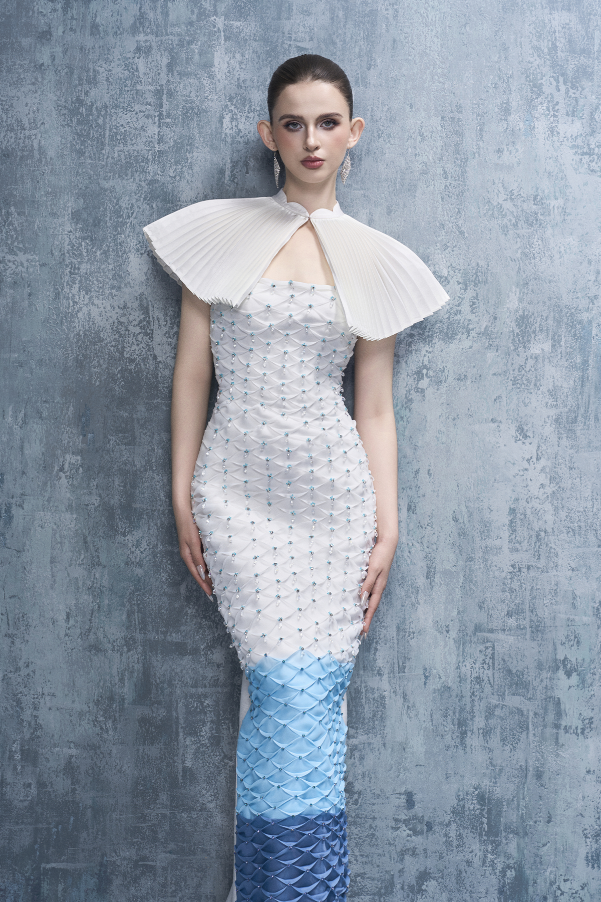 Marine Sparkle Crystal-Embellished Maxi Dress With Ombré Details
