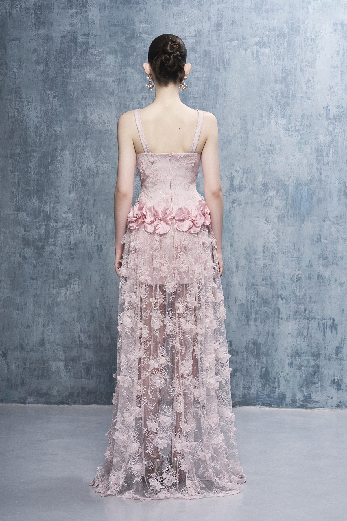 Chandra Lace Embellished Floral Square-Neck Maxi Dress