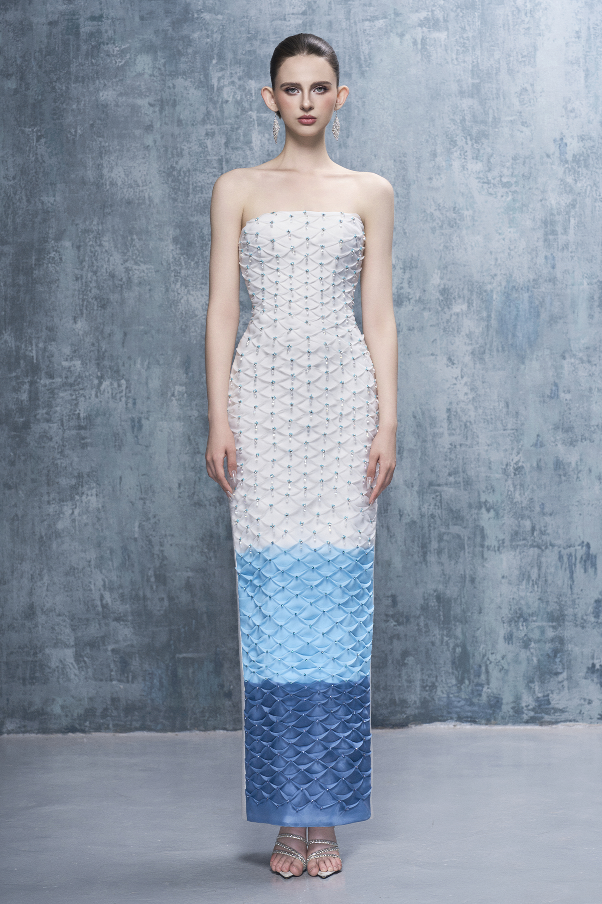 Marine Sparkle Crystal-Embellished Maxi Dress With Ombré Details
