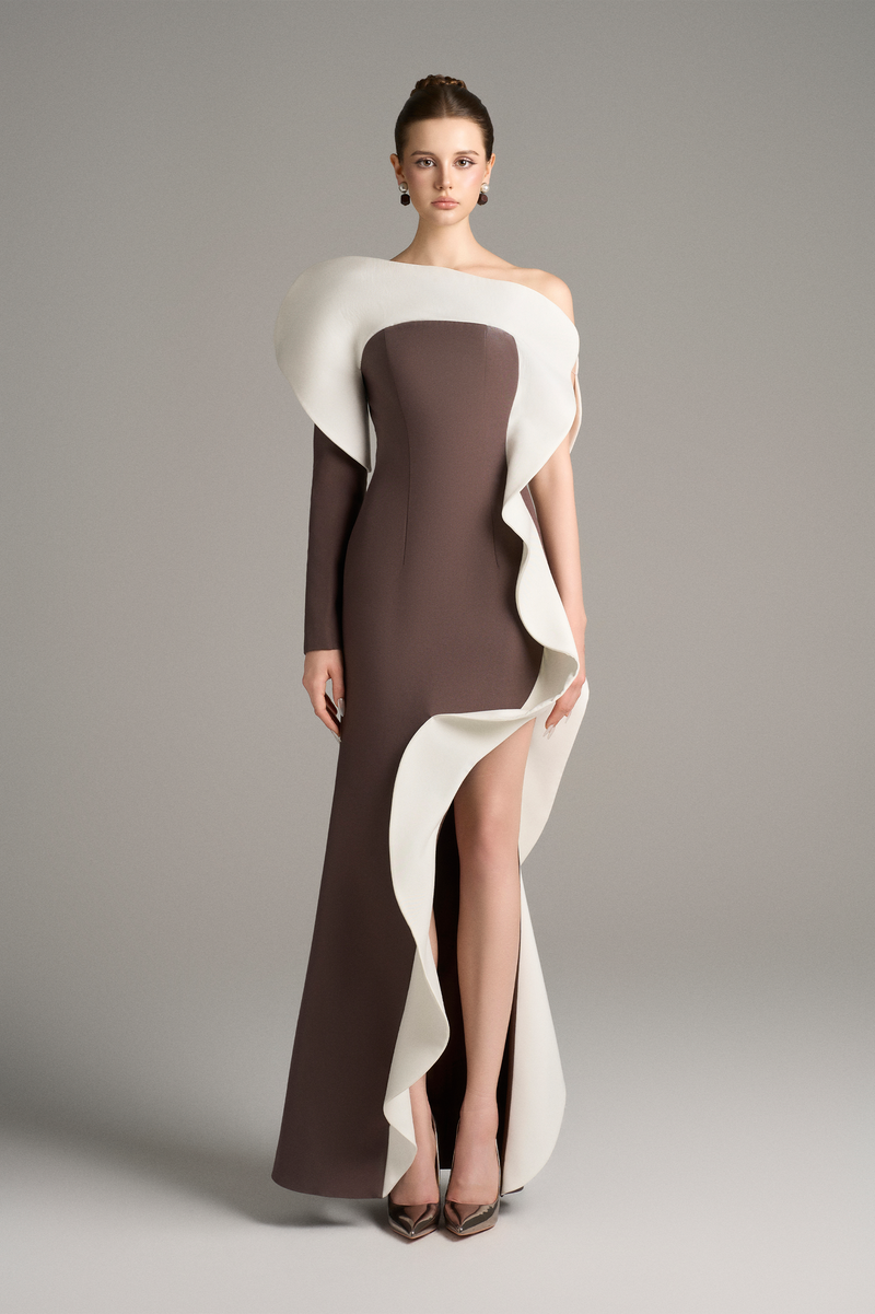 Athena One Long Sleeve Maxi Dress With High Split