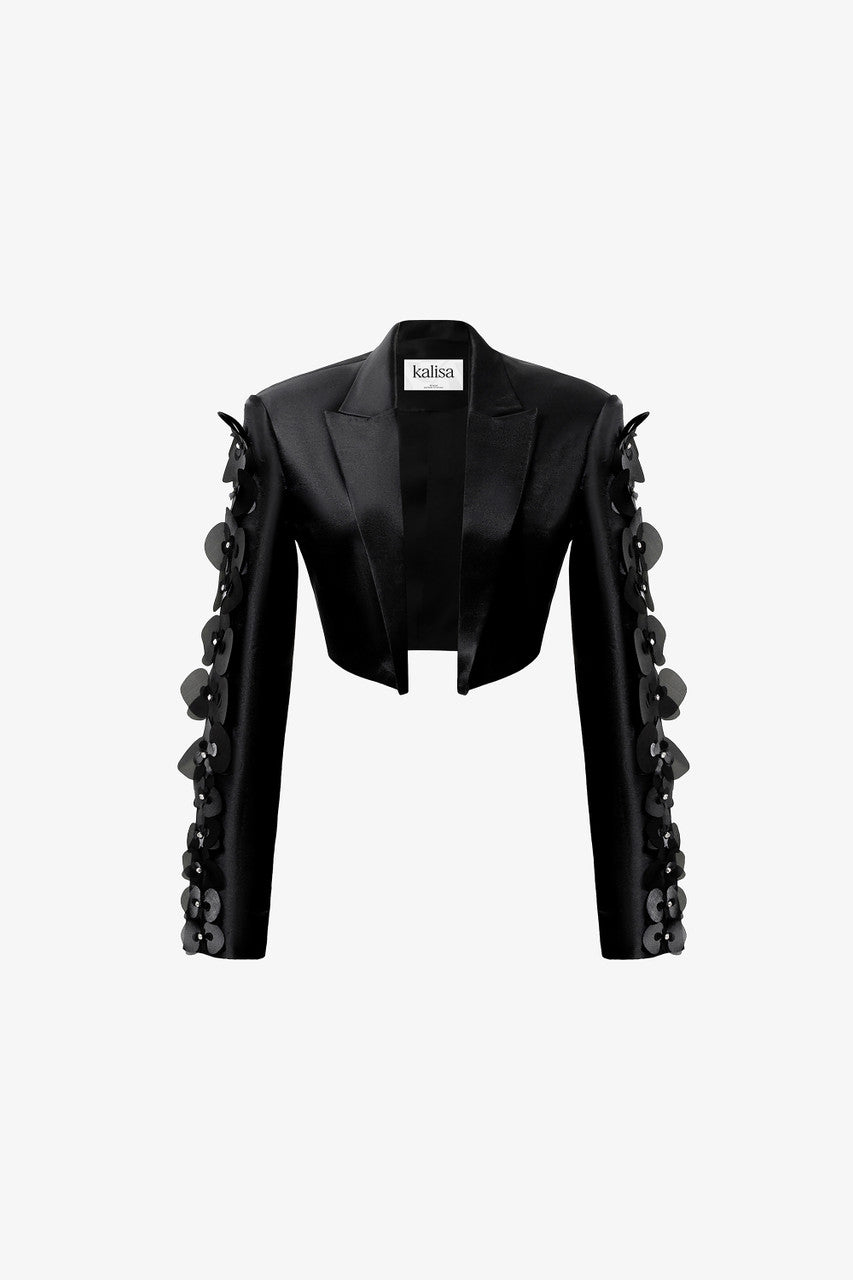 Dimensional Crop-Top Blazer Embellished Orchid