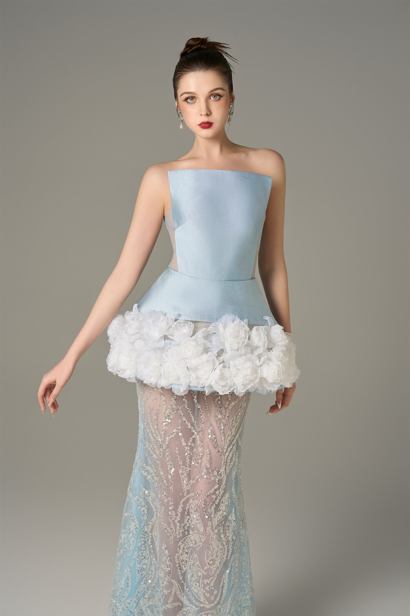 Enchanting Mesh and Floral Accents Gown
