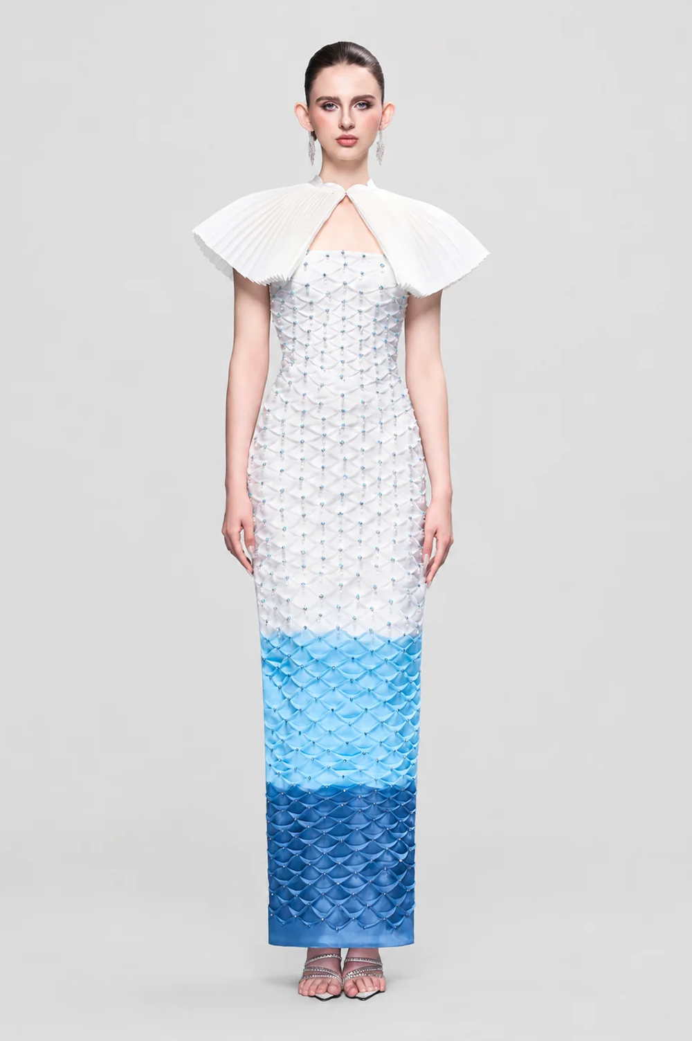 Marine Sparkle Crystal-Embellished Maxi Dress With Ombré Details