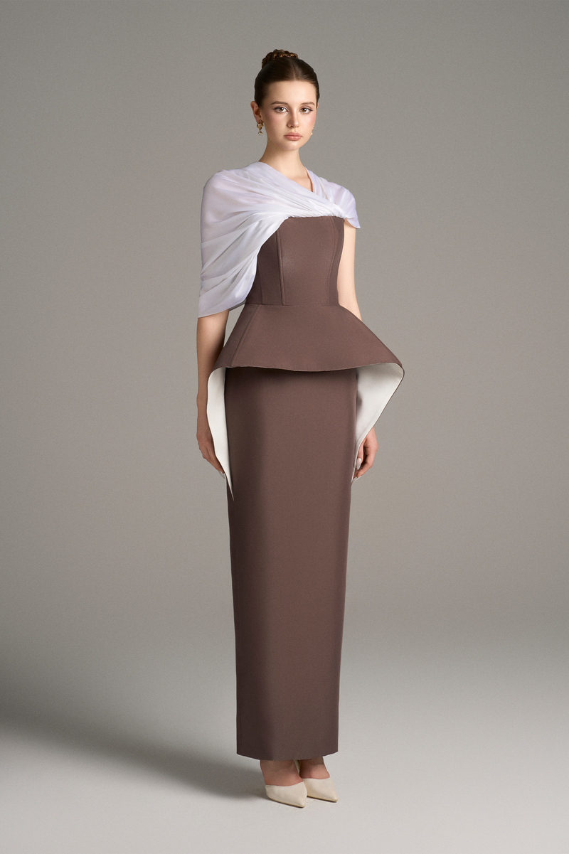 Enigma Draped Across Shoulder Maxi Dress