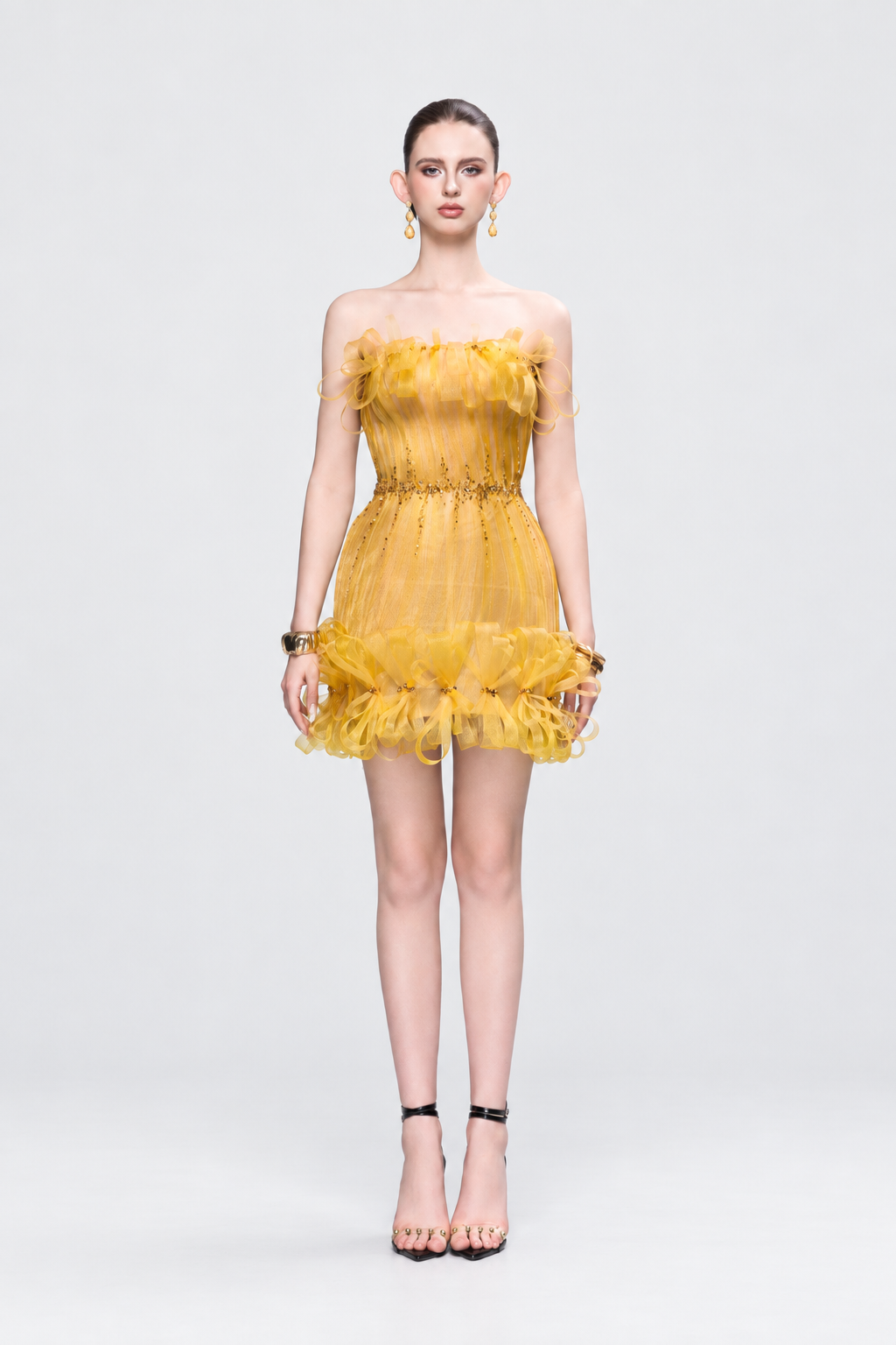 Kalisa Goldie Strapless Ruched Mini Dress With Crystal-Embellished Bows — product image 2