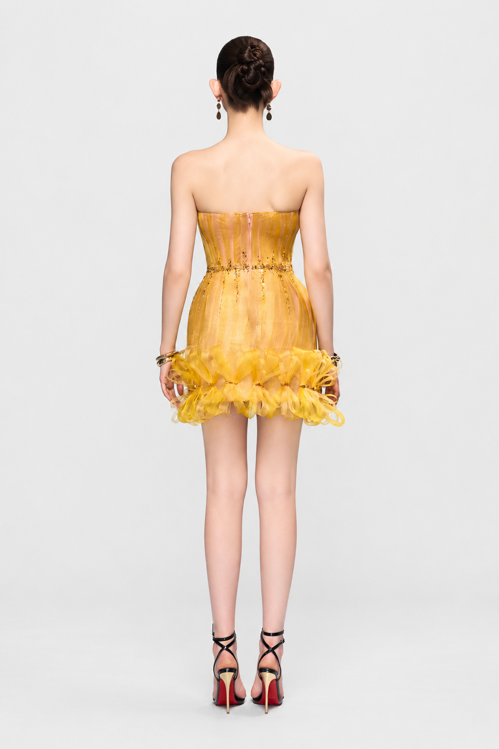 Kalisa Goldie Strapless Ruched Mini Dress With Crystal-Embellished Bows — product image 3