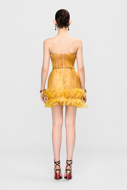Kalisa Goldie Strapless Ruched Mini Dress With Crystal-Embellished Bows — product image 3