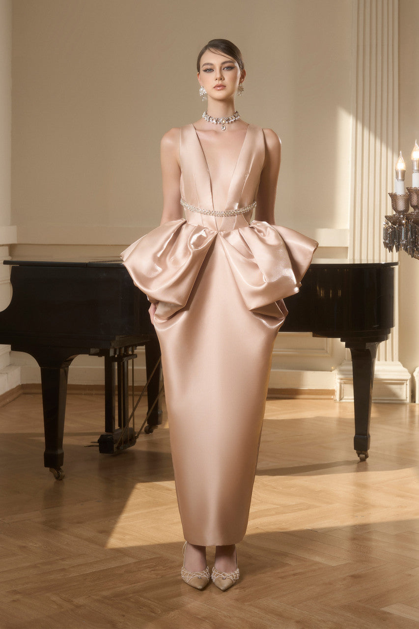 Passion Deep Neckline Exaggerated Hip Gown