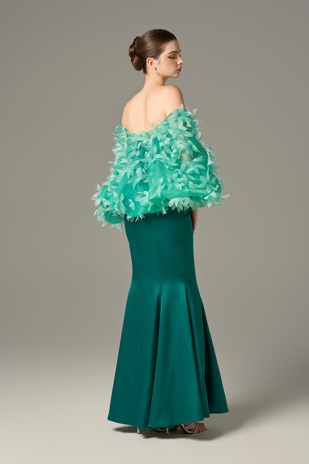 Resplendent Fishtail Gown & Floral Embellished Cape