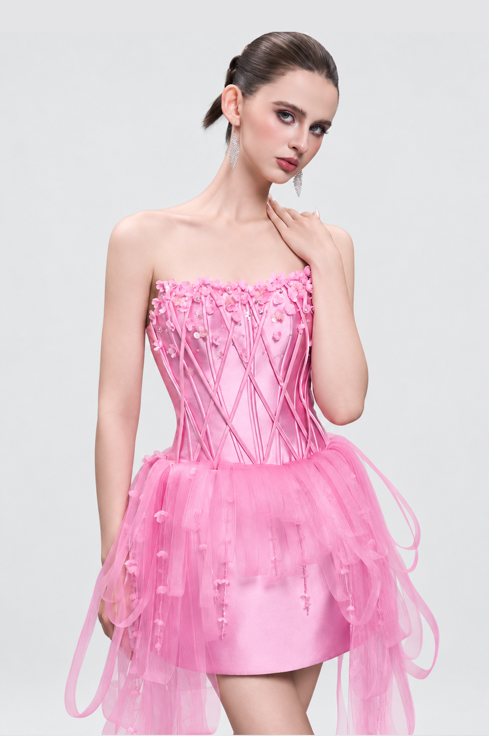 Kalisa Gina Strapless Floral Embellishments Mini Dress — product image 2