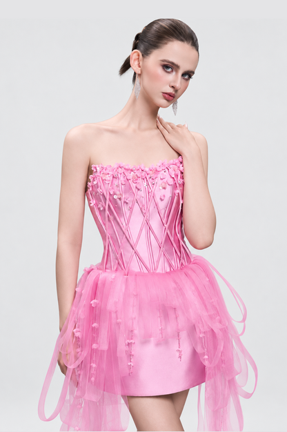Kalisa Gina Strapless Floral Embellishments Mini Dress — product image 2