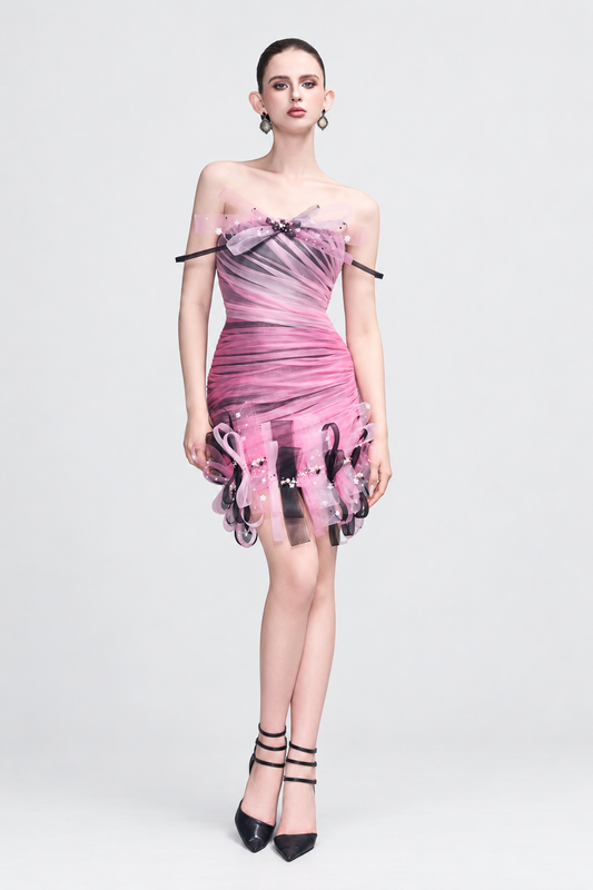 Kalisa Harper Mesh Off-Shoulder Mini Dress With Ombré Details — product image 1