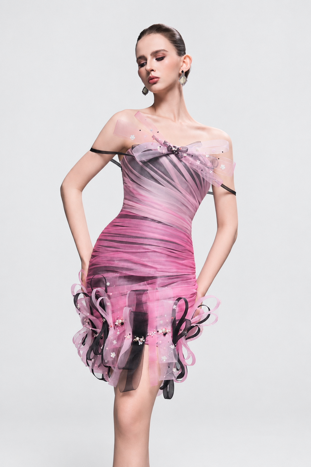Kalisa Harper Mesh Off-Shoulder Mini Dress With Ombré Details — product image 2