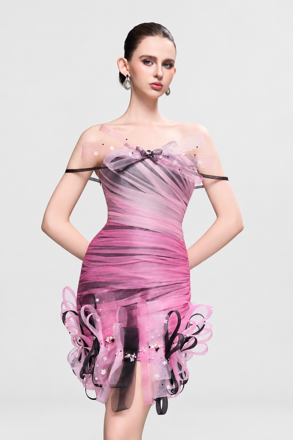 Kalisa Harper Mesh Off-Shoulder Mini Dress With Ombré Details — product image 4