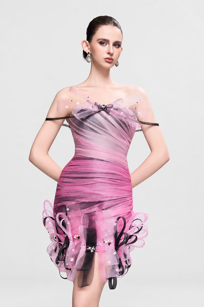 Kalisa Harper Mesh Off-Shoulder Mini Dress With Ombré Details — product image 4