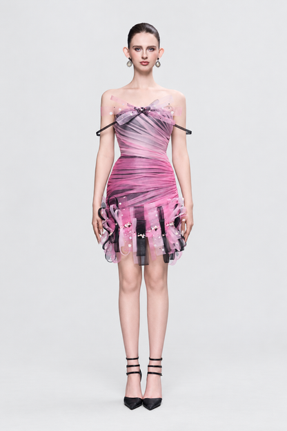 Kalisa Harper Mesh Off-Shoulder Mini Dress With Ombré Details — product image 3