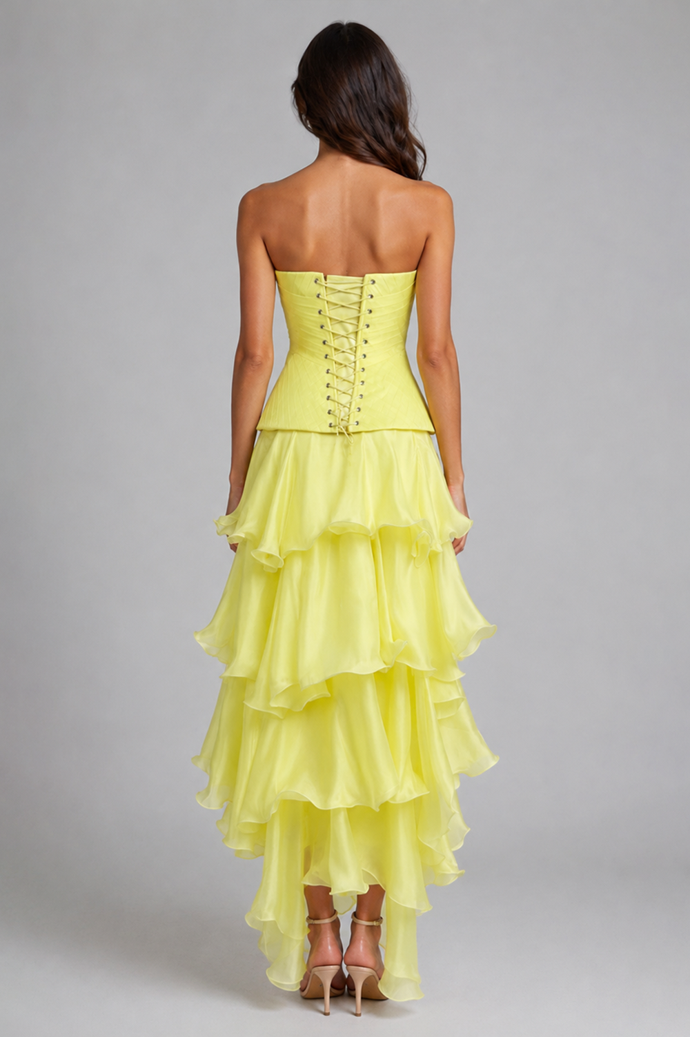 Tina Strapless Corset With Ruffle Maxi Skirt Set