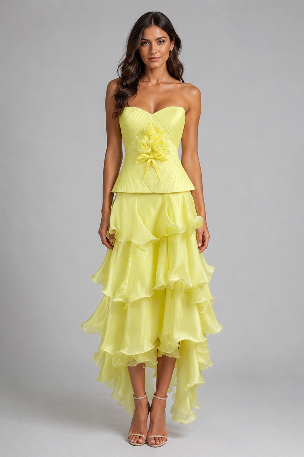 Tina Strapless Corset With Ruffle Maxi Skirt Set