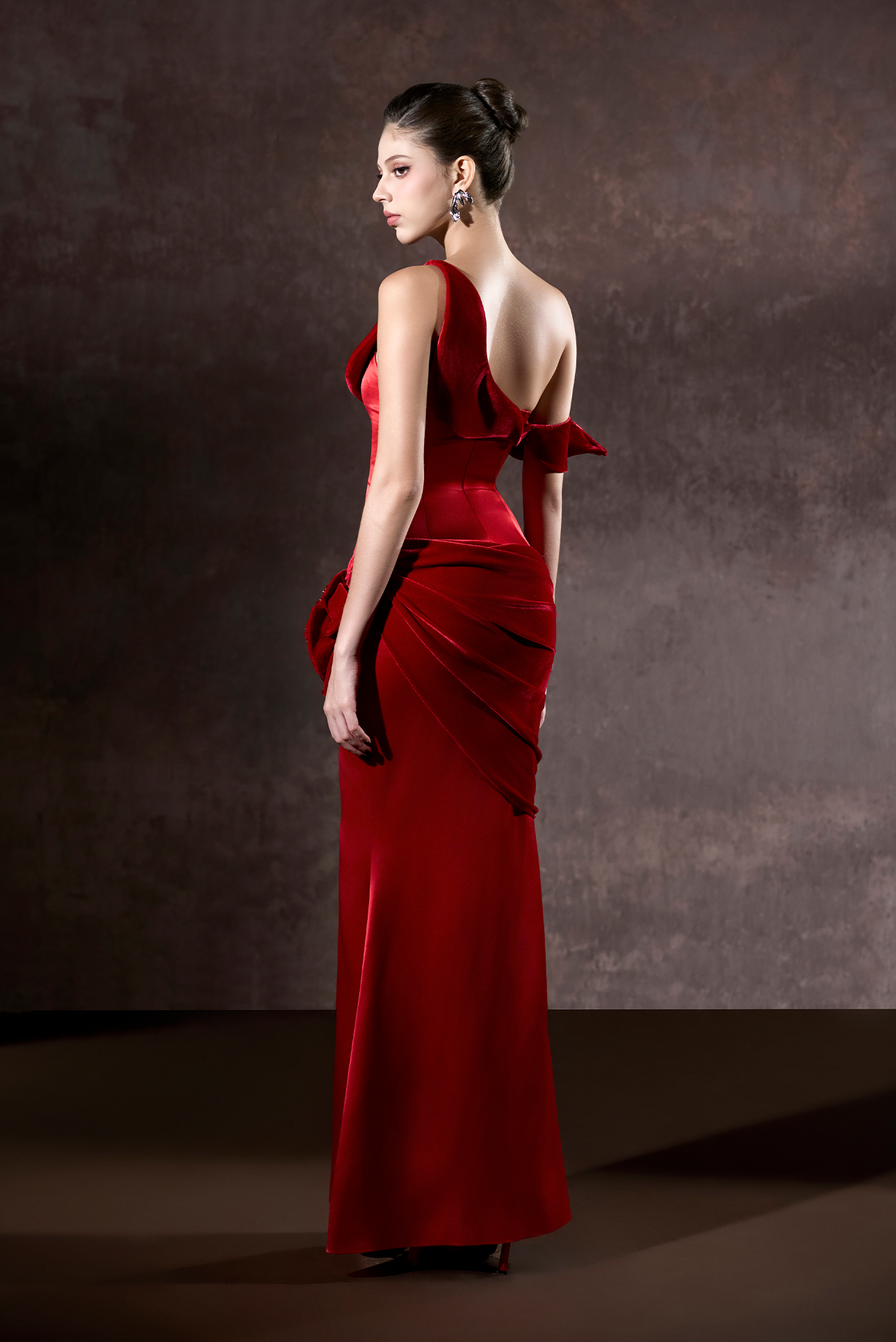 Alisha Asymmetric Off-shoulder Neckline Maxi Dress