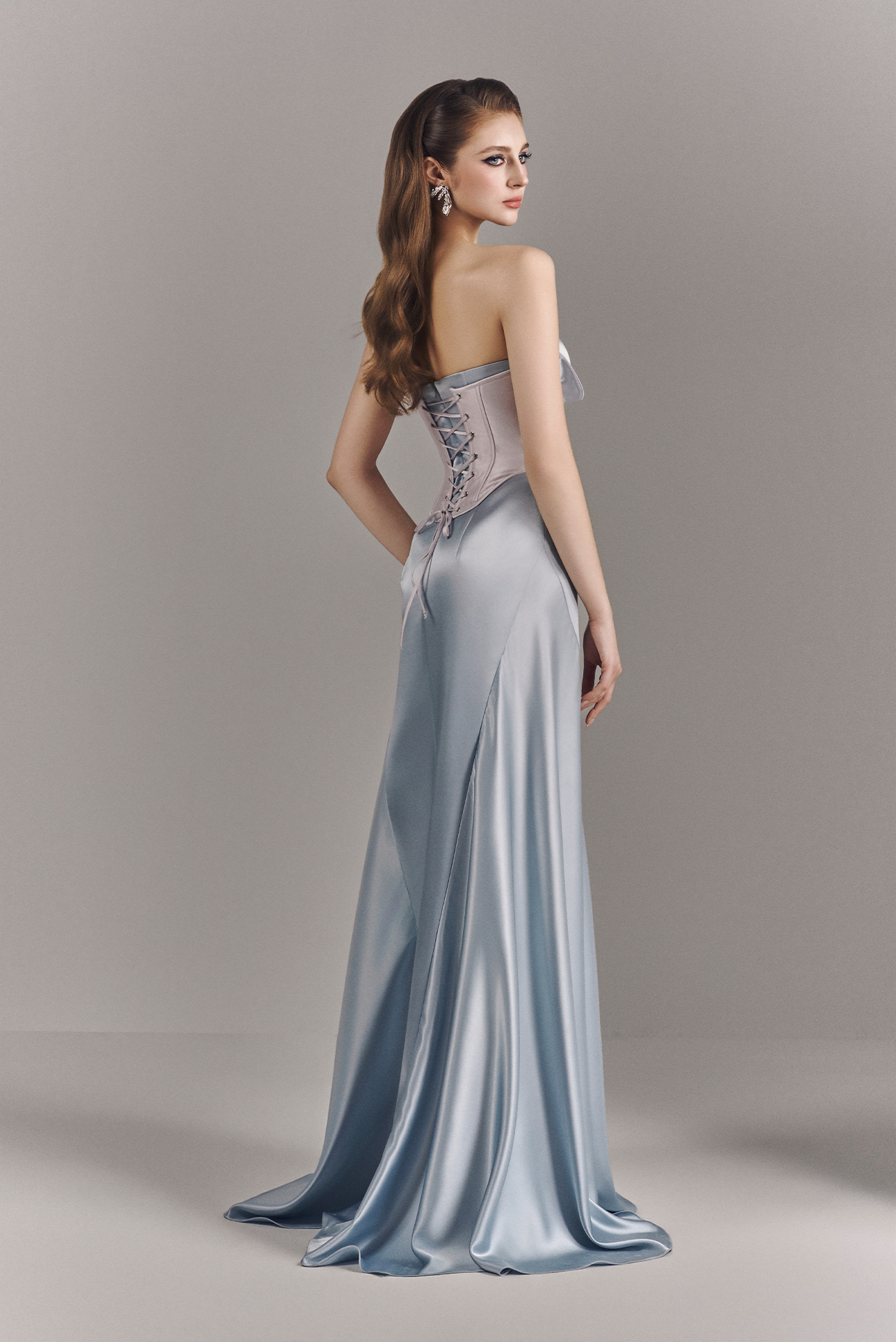 Elaria Bandeau Corset Maxi Dress With Neck Scarf