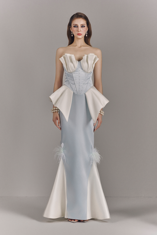 Veloura Fishtail Bandeau Maxi Dress