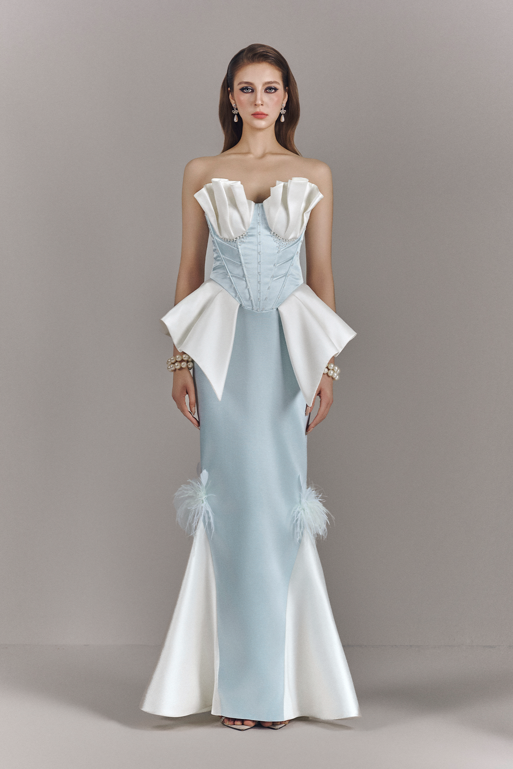 Veloura Fishtail Bandeau Maxi Dress