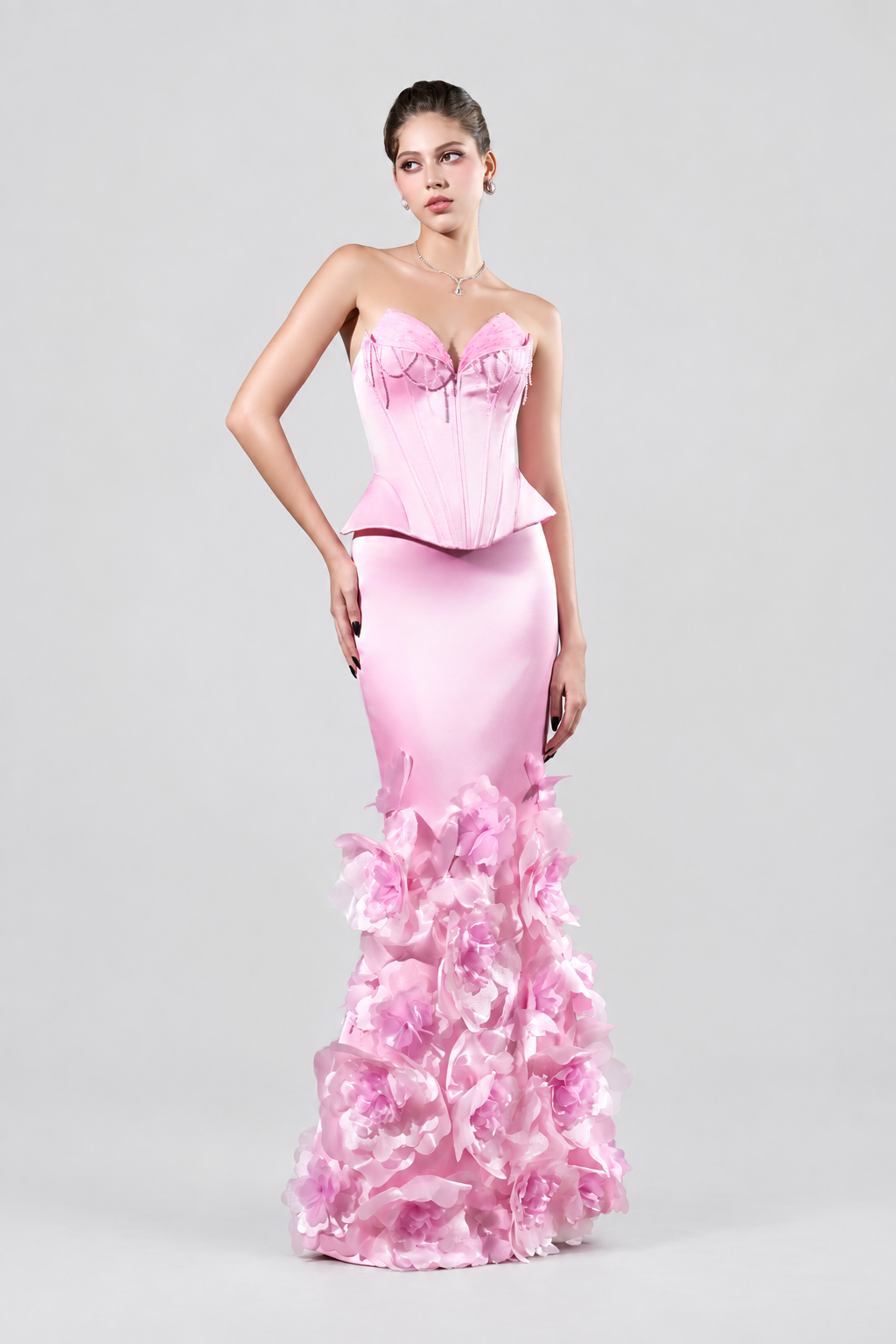 Kalisa Kalena Corset Crystal Bust And Craftsmanship 3D Floral Maxi Dress — product image 1