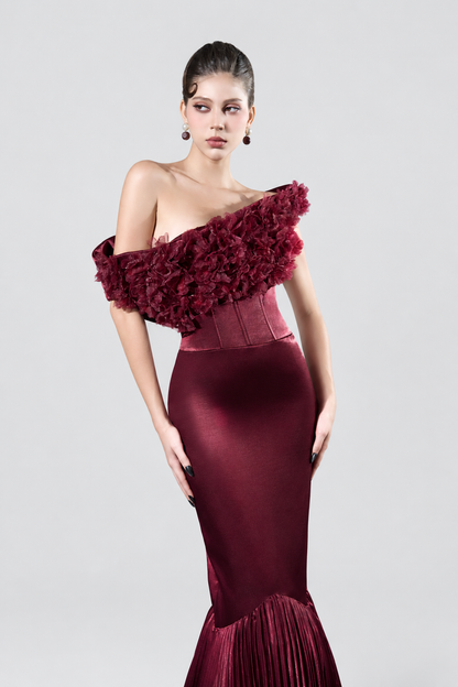 Kalisa Malika Pleated Mermaid Formal Gown With 3D Floral Accent — product image 5