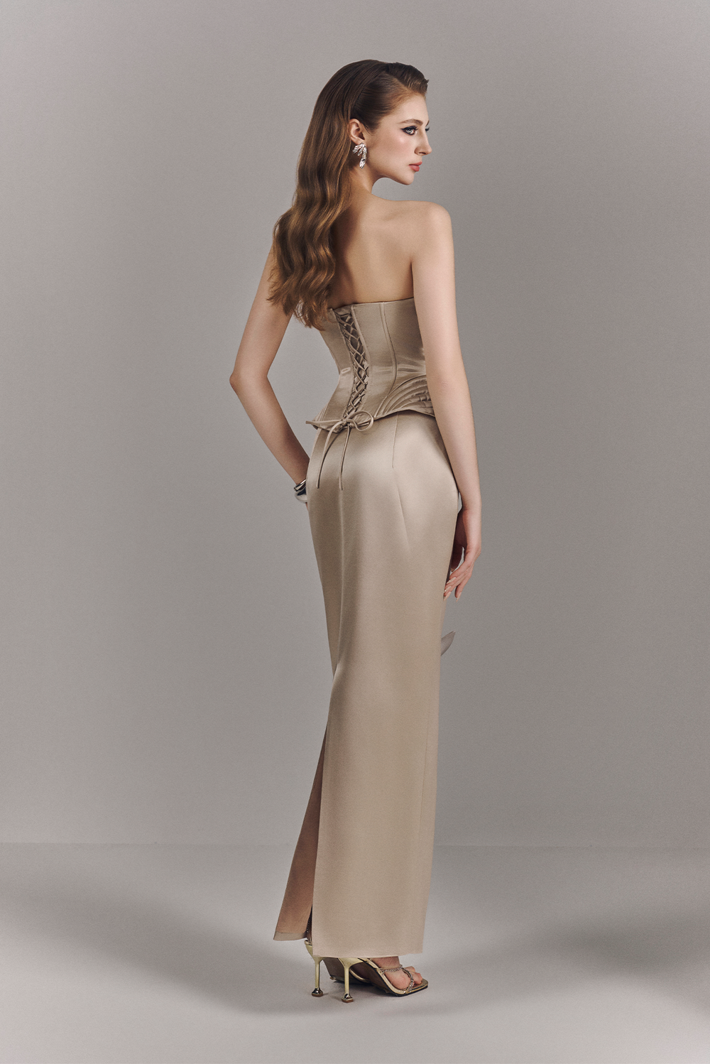 Luxelle 3D Floral Strapless Bodycon Maxi Dress