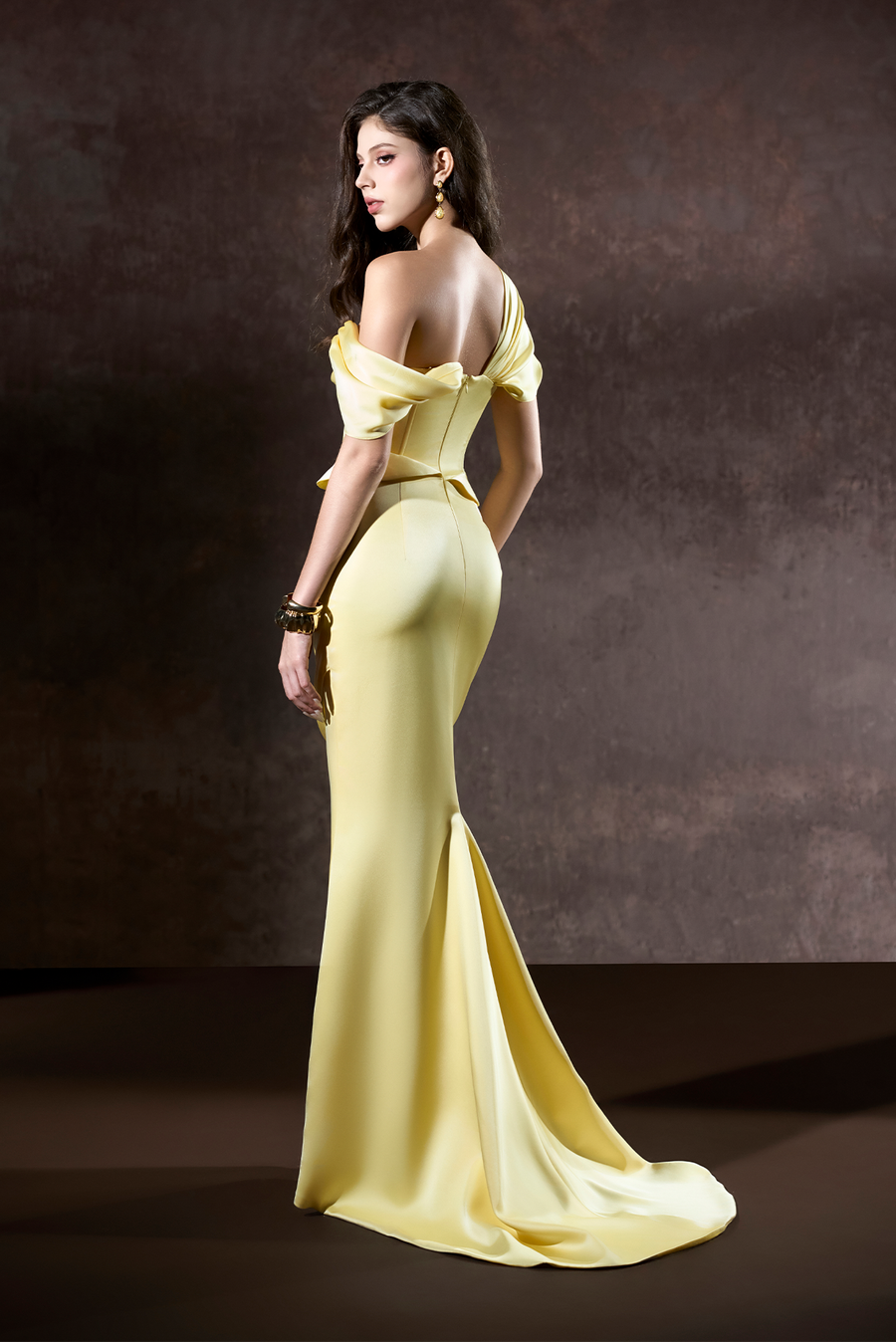 Elika Off The Shoulder One Sleeve Maxi Dress