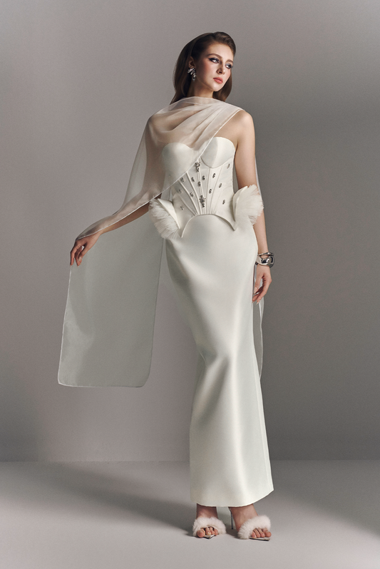 Aeris Crystal Embellished Two-piece Set With Neck Scarf