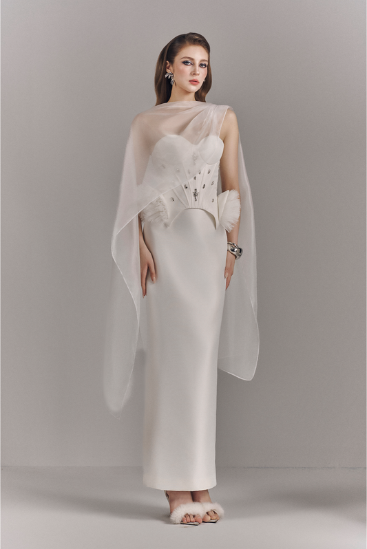 Aeris Crystal Embellished Two-piece Set With Neck Scarf