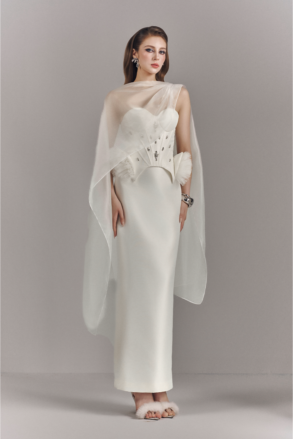 Aeris Crystal Embellished Two-piece Set With Neck Scarf