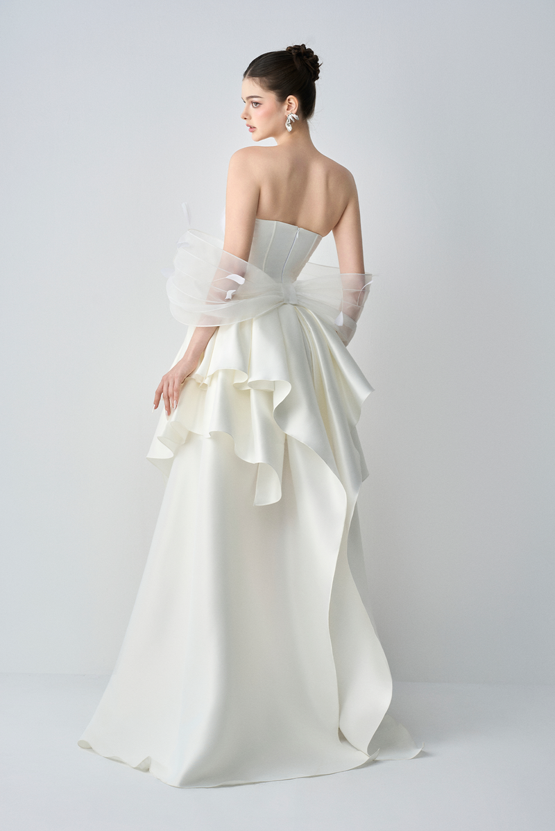 Bellina Ethereal Ball Gown With Feather Accent