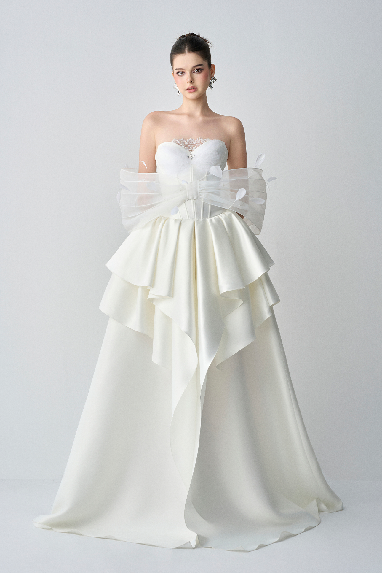 Bellina Ethereal Ball Gown With Feather Accent