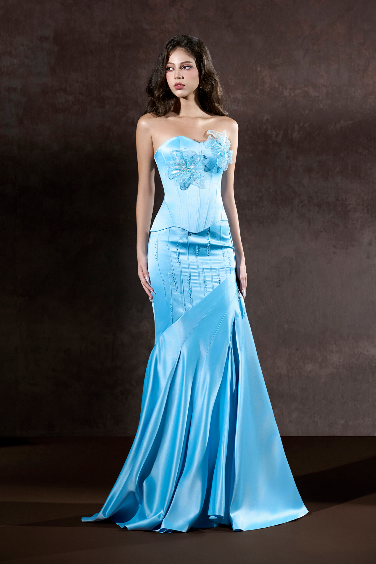 Connie Elegant Strapless Corset Top Fishtail Dress